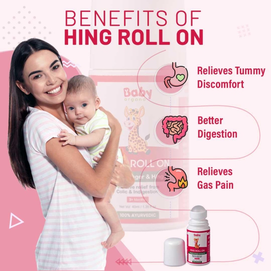 BabyOrgano Kid's Cough and Colic Roll On Combo | Cold Roll on (40ml) + Hing Roll on (40ml) | Safe for Kids