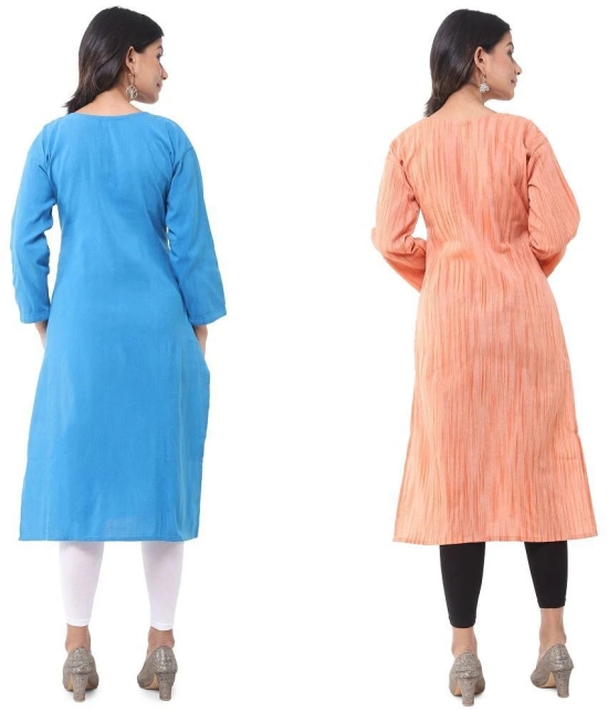 DESHBANDHU DBK - Multicolor Cotton Womens Straight Kurti ( Pack of 2 ) - None