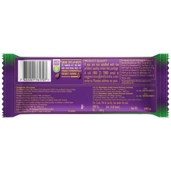 Cadbury Dairy Milk Silk Roast Almond Chocolate Bar 143 Gram, 2 Piece