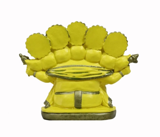 COPPERHOARD Panchmukhi Ganesh Blessing Ganesha Statue Murti for Home Temple Decor (Yellow)