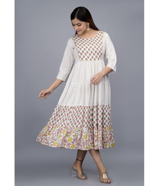 Smien - White Rayon Womens Anarkali Kurti ( Pack of 1 ) - None