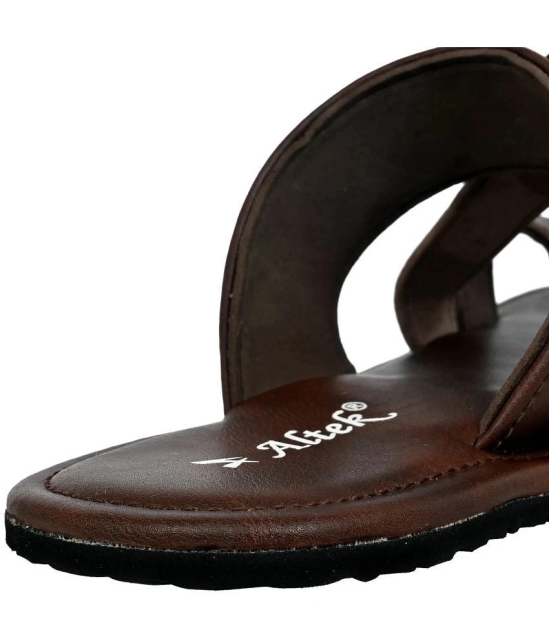 Altek Brown Mens Leather Slipper - None