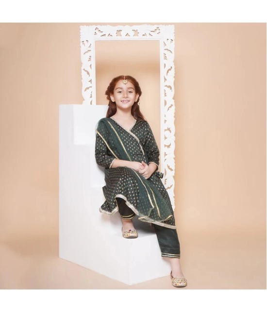 Arshia Fashions Green Rayon Girls Kurta and Pant Set ( Pack of 1 ) - None