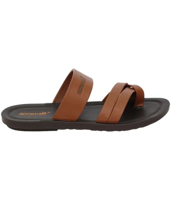 Aerowalk - Brown Mens Leather Slipper - None