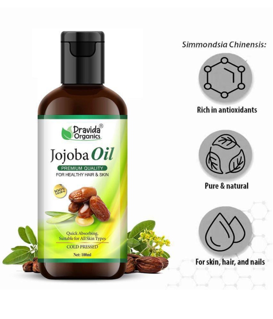 Dravida Organics Pure Cold Pressed Natural Unrefined Jojoba Oil 100 mL