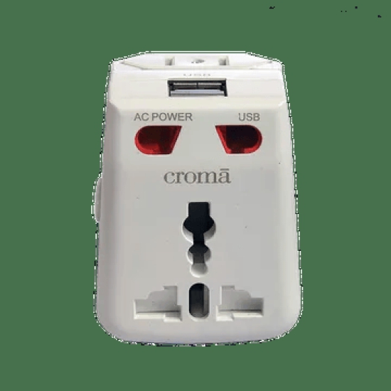 Croma Type A 2-Port Charger (Adapter Only, LED Indicator, White)