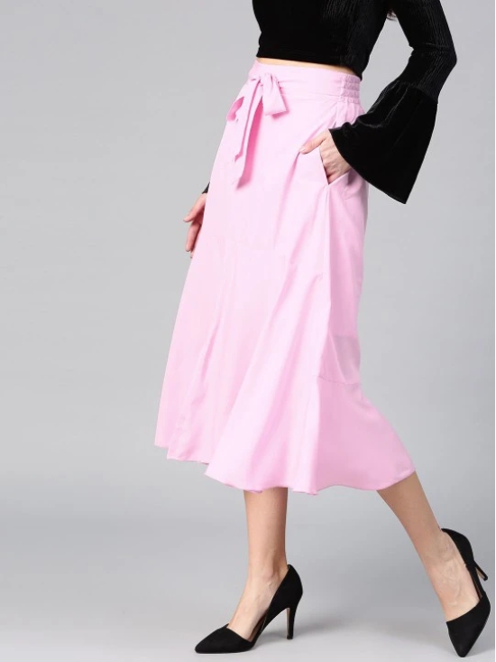 Women Pink Solid A-Line Skirts