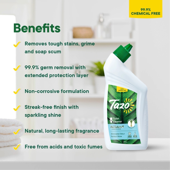 Tazo Chemical-Free Toilet Cleaner, 475 ml and Bathroom Cleaner, 500 ml - Combo Pack