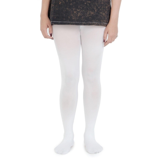 Plain Knitted Tights For Girls - White White 6-8 Years