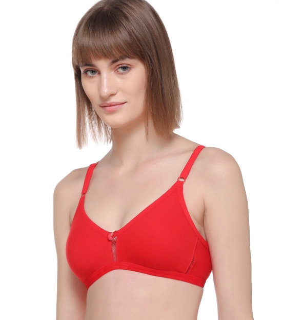 Sona WomenS M1020 Red Non Padded Soft Fabric Everyday T-Shirt Bra-30 / B / Red