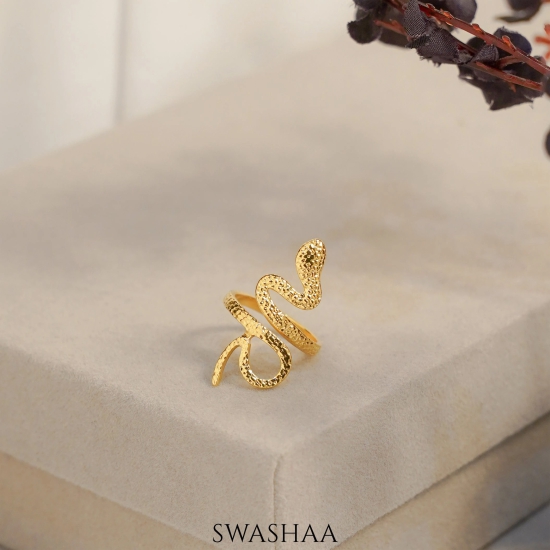 Fia Snake 18K Gold Plated Ring-Gold