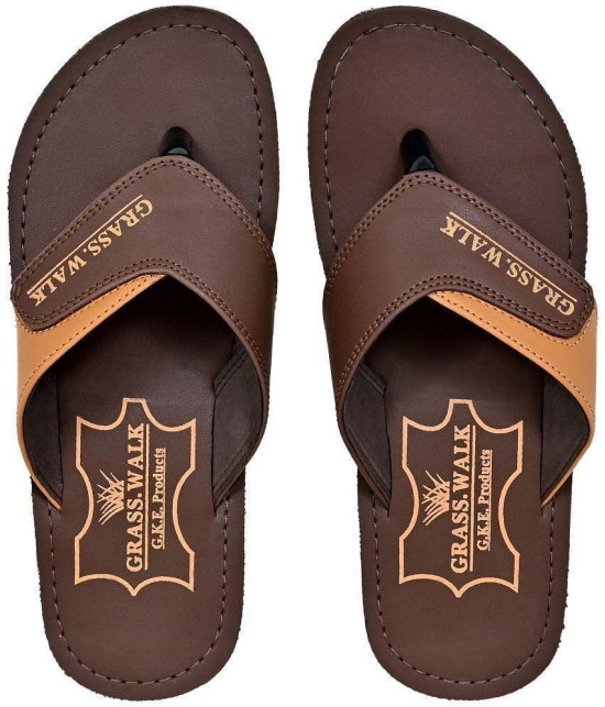 GRASS WALK - Brown Men's Leather Slipper - None