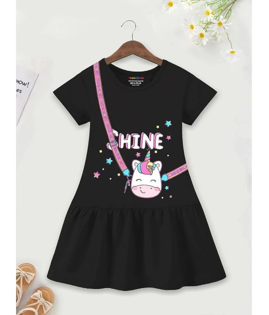 Trampoline Pink & Black Cotton Blend Girls A-line Dress ( Pack of 2 ) - None