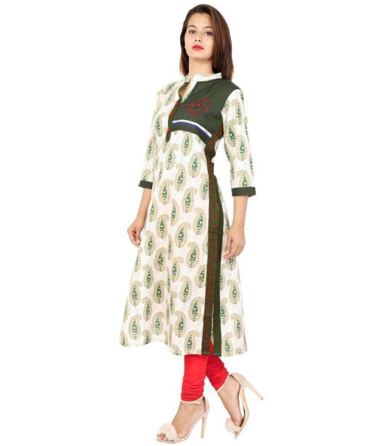 Rangun Green Cotton Silk Straight Kurti - Single - L