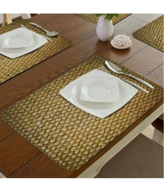 bulfyss PVC Textured Rectangle Table Mats ( 42 cm x 26 cm ) Pack of 6 - Green - Green