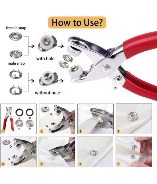 18-ENTERPRISE 100pc Silver Button emergency button tool Thickened Snap Fasteners Kit Metal Five Claw Set with Hand Pressure Pliers Tool DIY Sewing Buttons Set for Clothing Sewing, Crafting (