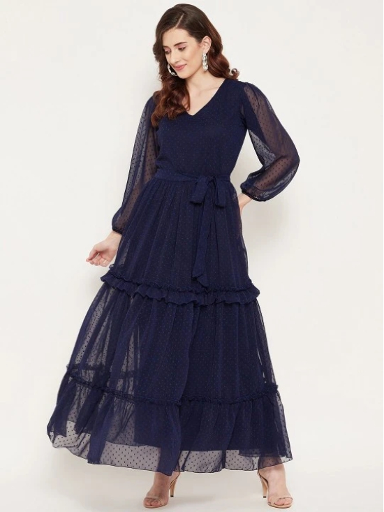 V-Neck Puff Sleeve Tiered Maxi Dress