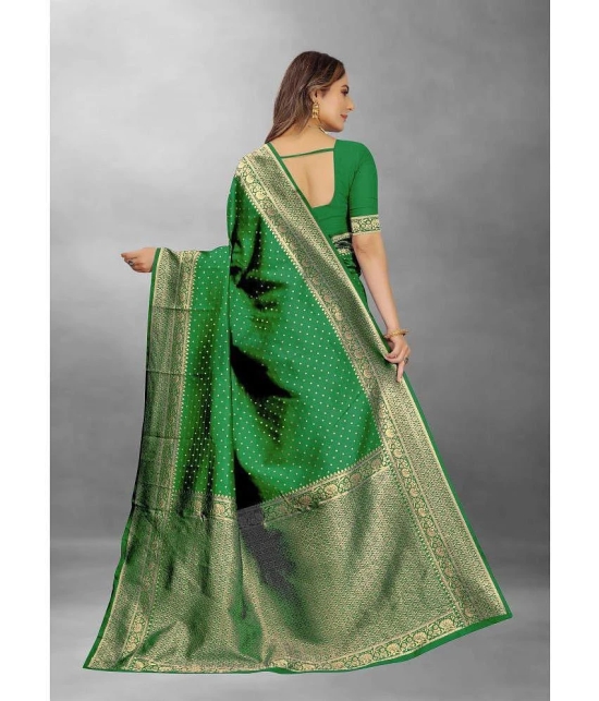 Gazal Fashions - Light Green Banarasi Silk Saree With Blouse Piece ( Pack of 1 ) - Light Green