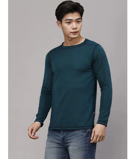 Rigo Polyester Slim Fit Self Design Full Sleeves Mens T-Shirt - Teal ( Pack of 1 ) - None