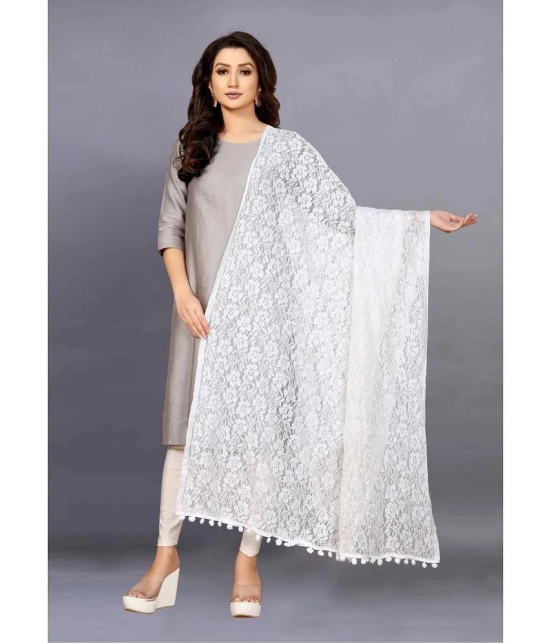 A TO Z CART White Georgette Womens Dupatta - ( Pack of 1 ) - White