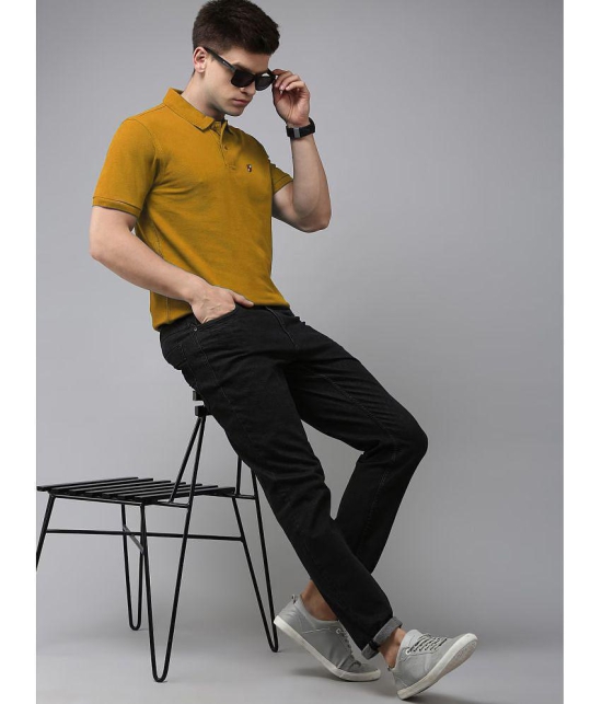 ADORATE - Mustard Cotton Blend Regular Fit Men's Polo T Shirt ( Pack of 1 ) - None