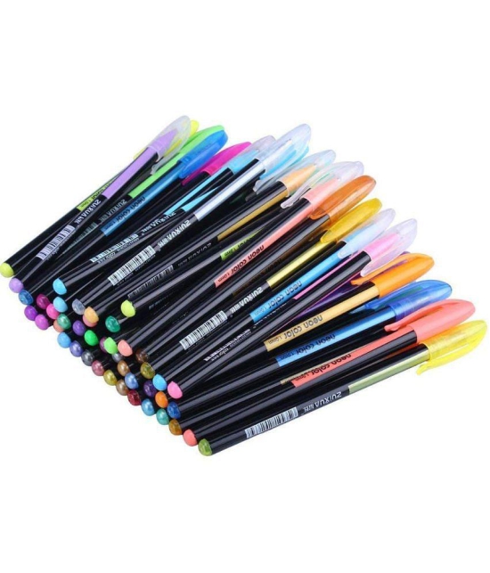 ART 48 Pc Gel Pens Set Color Gel Pens ,Glitter, Metallic , Neon Pens Set suoerfine Nib Sketch Pens  (Set of 1, Multicolor)