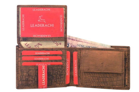 LEADERACHI Genuine Vintage Hunter Leather Wallet & Genuine Leather Belt Combo (WB-15)