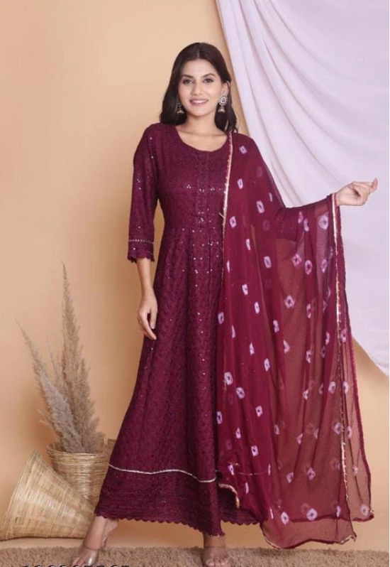 PARTY GAOWN WITH DUPATTA-XXL / Maroon