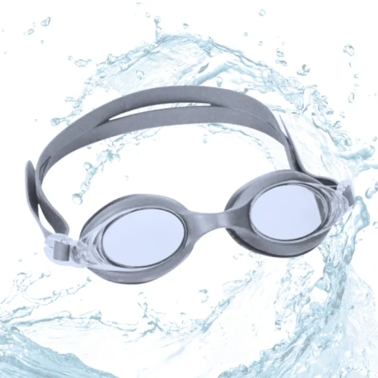 Swimming Goggles Kids Size with Anti Fog UV Protection Glasses-Grey Solid