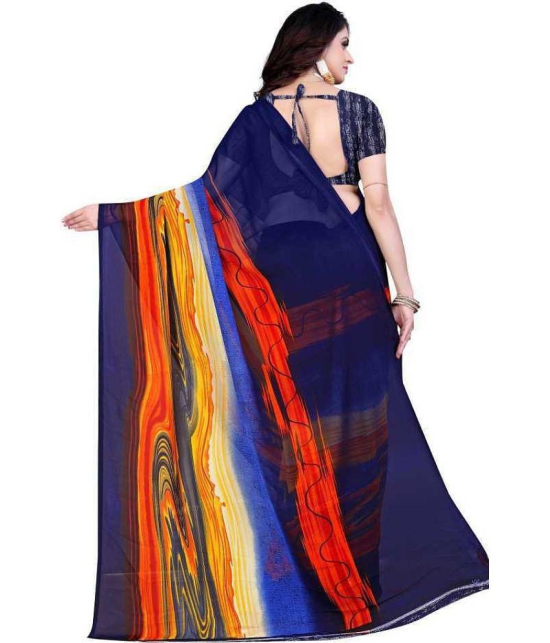 LEELAVATI - Blue Georgette Saree With Blouse Piece ( Pack of 2 ) - Blue