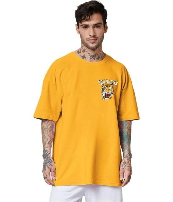 Leotude Cotton Blend Oversized Fit Printed Half Sleeves Mens T-Shirt - Mustard ( Pack of 3 ) - None