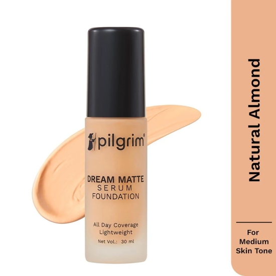 Pilgrim Serum Liquid Foundation, Matte & Poreless, 30 ml | Foundation for face make up infused with Vit C, Hyaluronic Acid & Bamboo Extract |Water-Resistant,All Day Coverage |All Skin Types