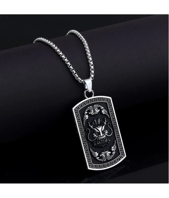 Fashion Frill Silver Chain For Men Stainless Steel Beast Lion Pendant Necklace For Men Boys Girls Gifts Mens Jewellery - None