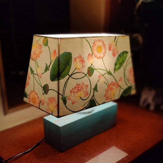 Rectangle Table Lamp - Lotus Lamp Shade