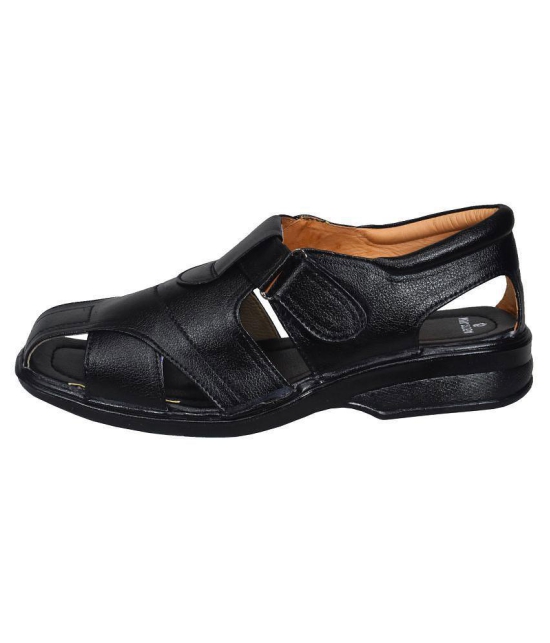 IndiForce Black Leather Sandals - 5