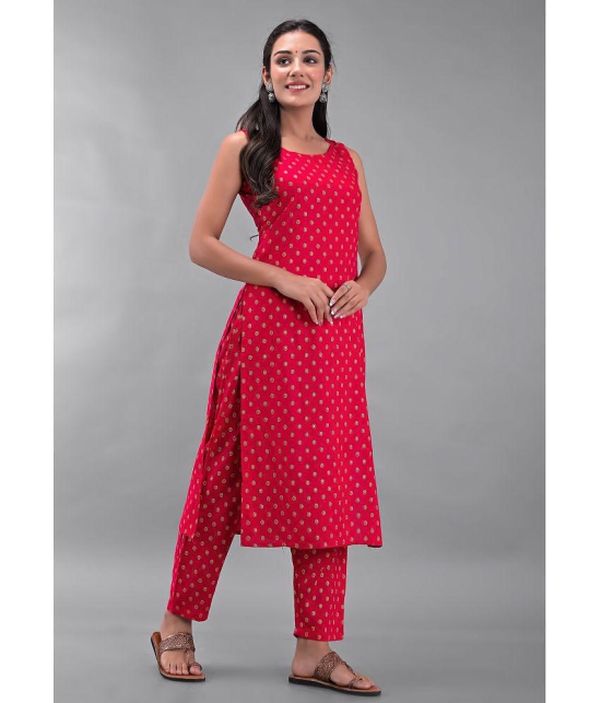 Maquien - Red Straight Rayon Women's Stitched Salwar Suit ( Pack of 1 ) - None