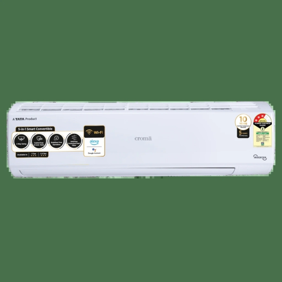 Croma 5 in 1 Convertible 1.5 Ton 3 Star Inverter Split Smart AC with PM 2.5 Filter (Copper Condenser)