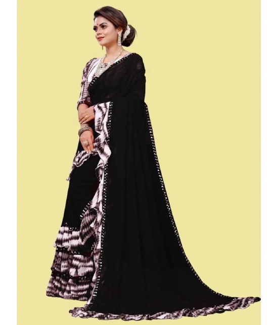 Apnisha Georgette Embellished Saree With Blouse Piece - Black ( Pack of 1 ) - Black