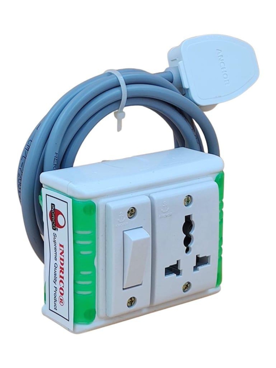 INDRICO PVC 1200W Junction Box with Switch Socket (Pack of 1, White)