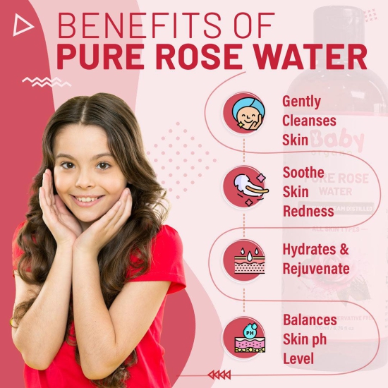 BabyOrgano Pure Rose Water | Made with 99% of Rose Petals | Natural and Preservative Free