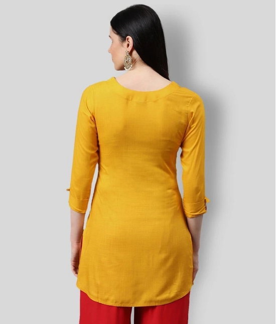 HIGHLIGHT FASHION EXPORT - Yellow Rayon Womens Straight Kurti ( Pack of 1 ) - XL