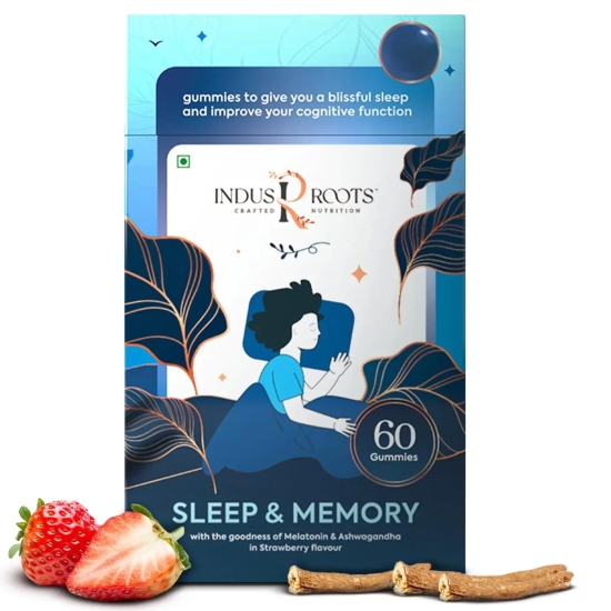 Indus RootsSleep and Memory Gummy - Melatonin 5mg and Ashwagandha Supplement 60 N