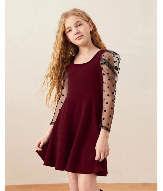 Addyvero - Maroon Cotton Blend Girls Fit And Flare Dress ( Pack of 1 ) - None