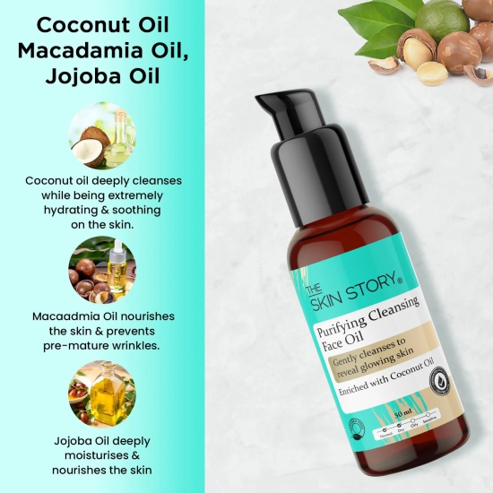 Purifying Cleansing Face Oil For Firm Skin, Makeup Removal With Coconut & Jojoba Oil (50 ML)