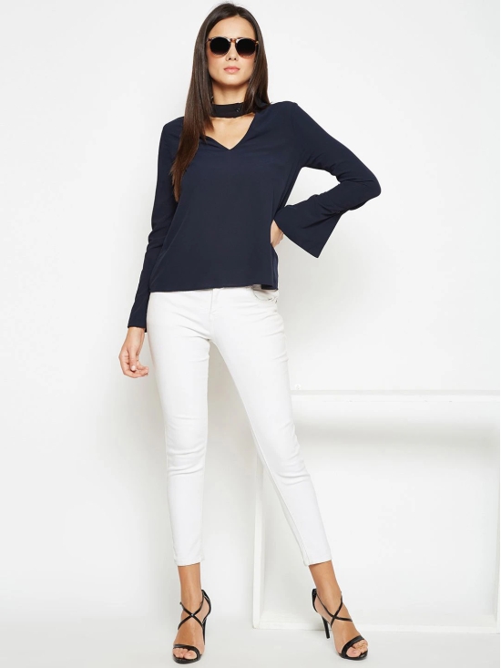 Oxolloxo Women Navy Blue Solid Top