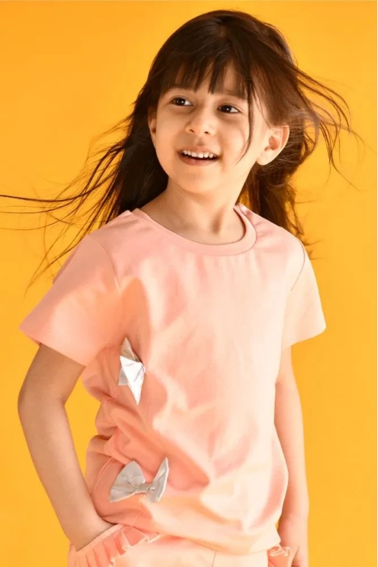 PEACH SILVER BOW TOP-5-6 YEARS / 1N / Multi