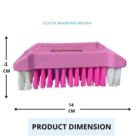 BLING Cloth Cleaning Brush with Handle | Cloth Scrubbing Brush | Brush for Cleaning Shoes, Sink, Tiles, Bathroom, Kitchen | Laundary Brush |(14 x 6 cm) - Pack of 4(Multicolor)