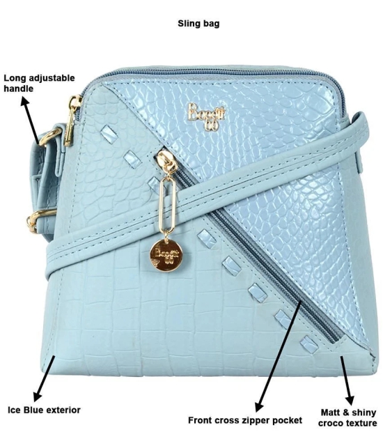 Baggit Blue Faux Leather Sling Bag - Blue