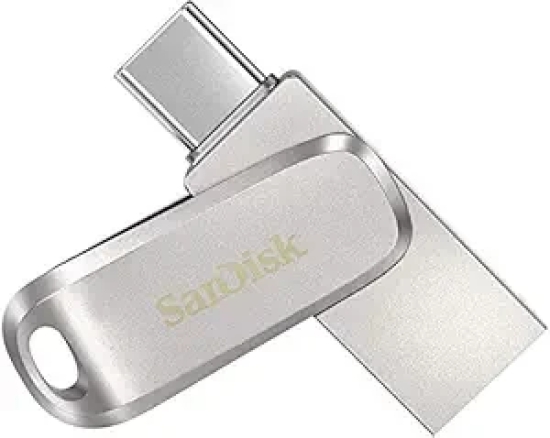 SanDisk 128GB SDDDC4 Ultra Dual Drive Luxe USB 3.1 Type-C Metal Pendrive (Silver)