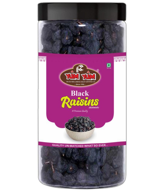 YUM YUM Premium Dried Black Raisins Kishmish 1kg (Pack of 4 - 250g Jar Each)